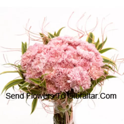 Bunch Of 25 Pink Carnations With Seasonal Fillers