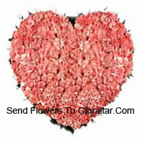 Heart Shaped Arrangement Of 101 Pink Carnations