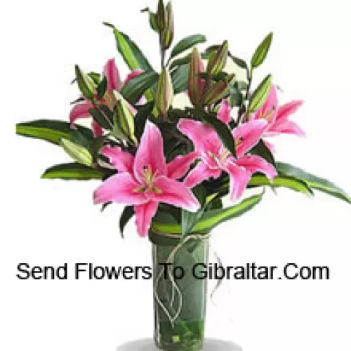 Pink Colored Lilies In A Vase