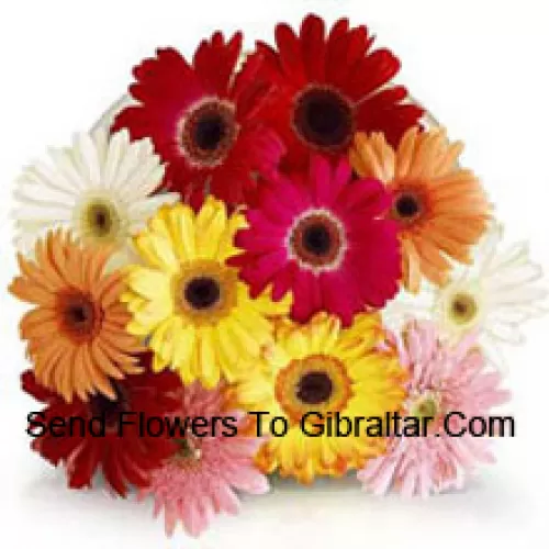 Bouquet de 11 gerberas de couleurs assorties avec des remplisseurs