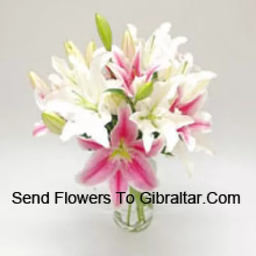 Mixed Colored Lilies In A Vase