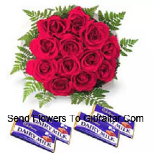 Bunch Of 11 Red Roses With Assorted Chocolates