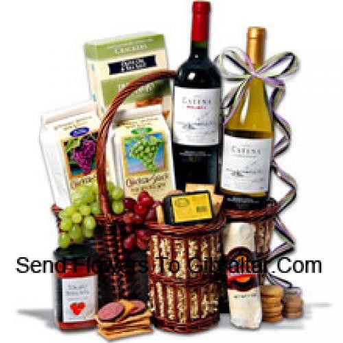 Gourmet Basket Filled with Wines